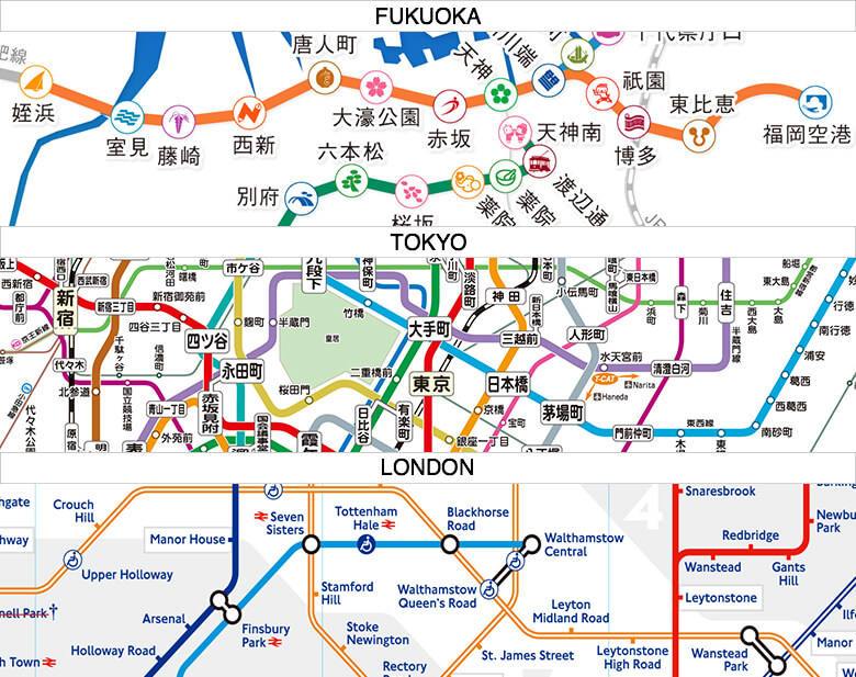 福岡市交通局 公式サイト、東京メトロ 公式サイト、Transport for London 公式サイト