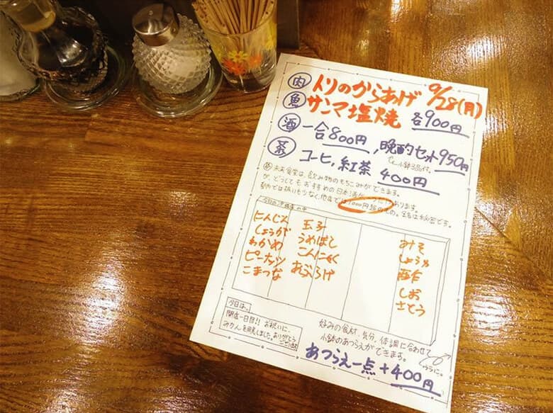 menu