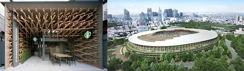 左 スターバックス太宰府天満宮表参道店 引用元:スターバックスコーヒージャパン 公式サイト右 新国立競技場 引用元:Wikipedia