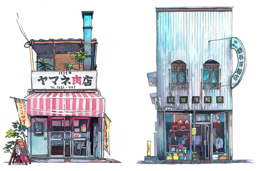 東京の記録。水彩画で描かれた「Tokyo Storefront シリーズ」