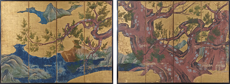 国宝　檜図屏風（左隻・右隻）　狩野永徳筆　東京国立博物館蔵　※展示期間：11月14日～26日