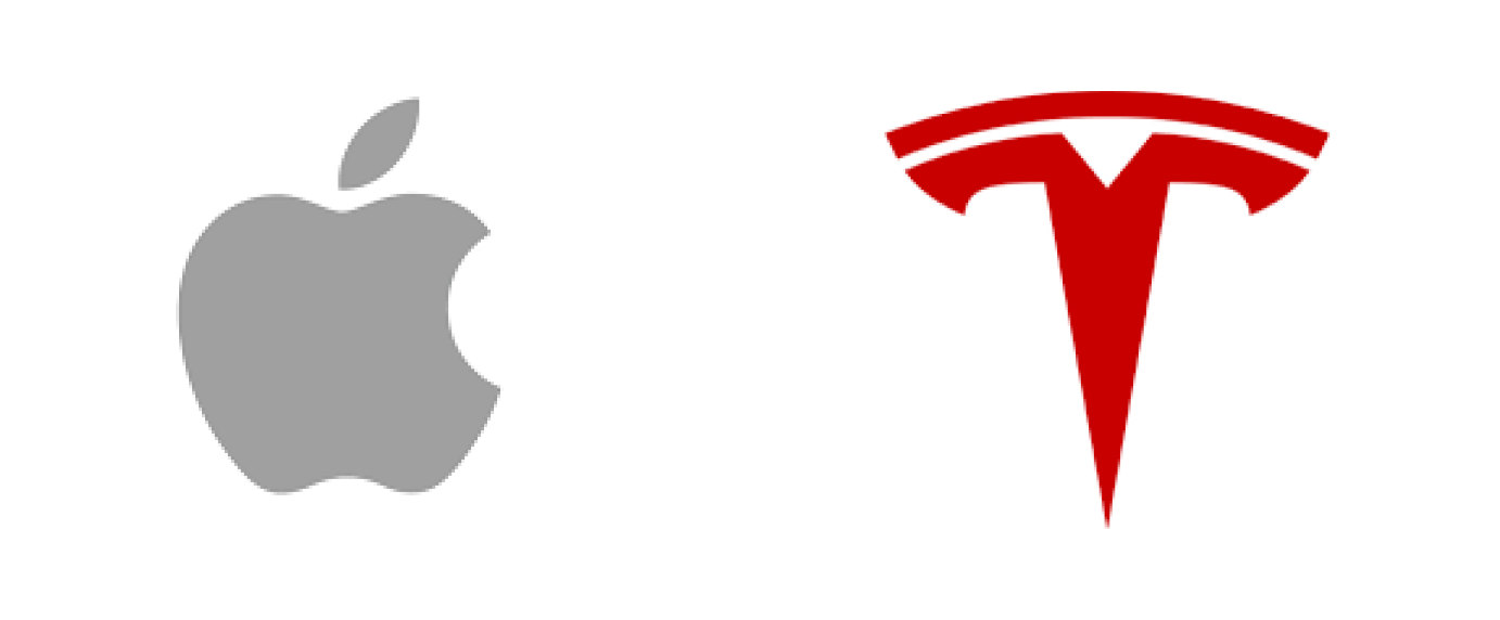 Appleとテスラのロゴ
